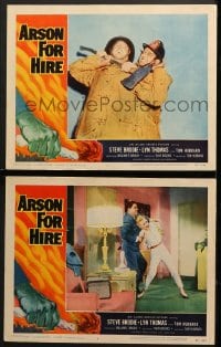 9k841 ARSON FOR HIRE 2 LCs 1958 Steve Brodie & Lyn Thomas in the deadliest U.S. racket!
