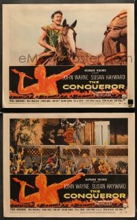 9k856 CONQUEROR 2 LCs 1956 great images of tough barbarian John Wayne, directed by Dick Powell!