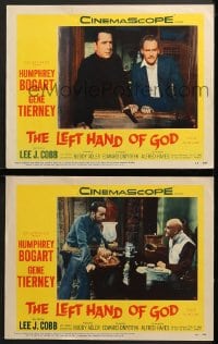 9k914 LEFT HAND OF GOD 2 LCs 1955 priest Humphrey Bogart in Asia w/ Lee J. Cobb!