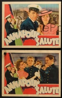 9k673 ANNAPOLIS SALUTE 4 LCs 1937 images of Navy cadet James Ellison, Marsha Hunt & Harry Carey!