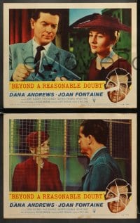 9k676 BEYOND A REASONABLE DOUBT 4 LCs 1956 Fritz Lang directed noir, Dana Andrews & Joan Fontaine!