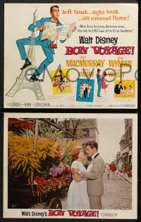 9k086 BON VOYAGE 8 LCs 1962 Walt Disney, Fred MacMurray, Jane Wyman, wacky title card art!