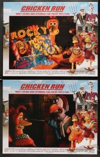 9k104 CHICKEN RUN 8 LCs 2000 Peter Lord & Nick Park claymation, poultry with a plan!