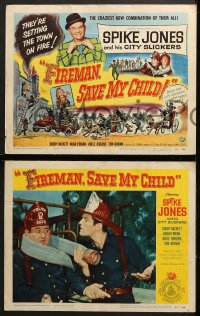 9k164 FIREMAN, SAVE MY CHILD 8 LCs 1954 Spike Jones with fire axe, Buddy Hackett in uniform!