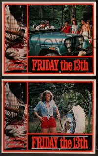 9k526 FRIDAY THE 13th 7 int'l LCs 1980 Kevin Bacon, horror slasher images, border art by Joann!