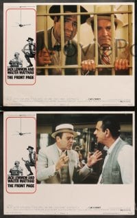 9k178 FRONT PAGE 8 LCs 1975 Jack Lemmon & Walter Matthau, directed by Billy Wilder!