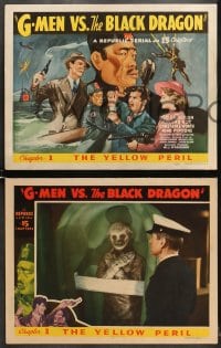 9k182 G-MEN VS. THE BLACK DRAGON 8 LCs 1943 ultra rare complete chapter one set with title card!