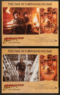 9k227 INDIANA JONES & THE LAST CRUSADE 8 LCs 1989 cool images of Harrison Ford & Sean Connery!