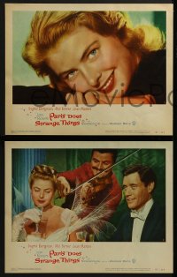 9k332 PARIS DOES STRANGE THINGS 8 LCs 1957 Jean Renoir's Elena et les hommes, Ingrid Bergman!