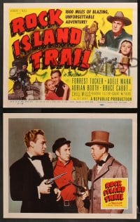 9k367 ROCK ISLAND TRAIL 8 LCs 1950 action images of Forrest Tucker vs Native Americans!