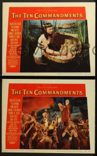 9k428 TEN COMMANDMENTS 8 LCs 1956 Cecil B. DeMille classic, Charlton Heston, Yul Brynner!