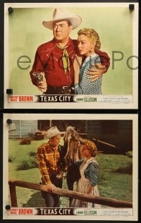 9k556 TEXAS CITY 7 LCs 1952 western action images of Johnny Mack Brown w/gun & Lois Hall!