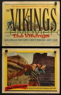 9k483 VIKINGS 8 LCs 1958 Kirk Douglas, beautiful Janet Leigh, Tony Curtis, Richard Fleischer!