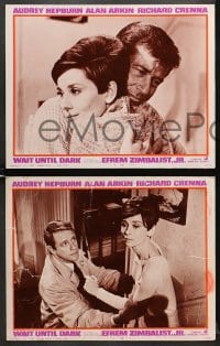 9k489 WAIT UNTIL DARK 8 LCs 1967 images of blind Audrey Hepburn, Alan Arkin, Richard Crenna!
