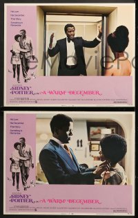 9k491 WARM DECEMBER 8 LCs 1973 Sidney Poitier, Ester Anderson, their story is something to remember!