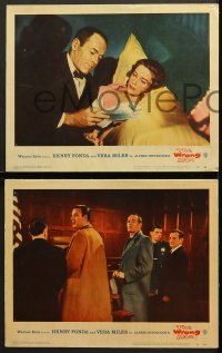 9k826 WRONG MAN 3 LCs 1957 Alfred Hitchcock, great images of Henry Fonda and gorgeous Vera Miles!