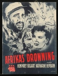 9m813 AFRICAN QUEEN Danish program 1952 Humphrey Bogart & Katharine Hepburn, different images!
