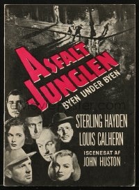 9m820 ASPHALT JUNGLE Danish program 1951 Marilyn Monroe on both covers, John Huston, different!