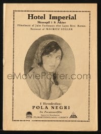 9m891 HOTEL IMPERIAL Danish program 1927 Pola Negri in World War I Austria, different images!