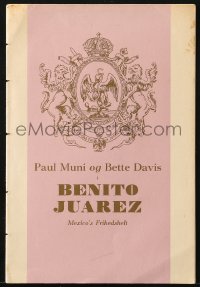 9m897 JUAREZ Danish program 1939 different images of Bette Davis & Paul Muni, William Dieterle!