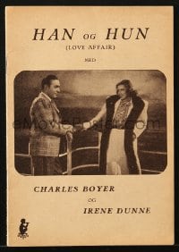 9m922 LOVE AFFAIR Danish program 1939 different images of Charles Boyer & pretty Irene Dunne!