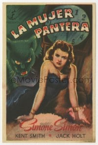 9m128 CAT PEOPLE Spanish herald 1947 Val Lewton, art of sexy Simone Simon by black panther!