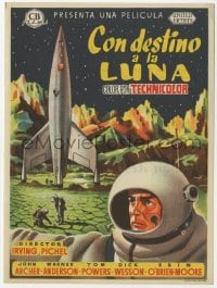 9m157 DESTINATION MOON Spanish herald 1953 Robert A. Heinlein, different art of rocket & astronauts!