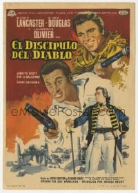 9m159 DEVIL'S DISCIPLE Spanish herald 1960 different art of Burt Lancaster, Kirk Douglas & Olivier!