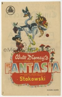 9m177 FANTASIA Spanish herald R1958 art of Mickey Mouse & others, Disney musical cartoon classic!