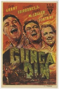 9m216 GUNGA DIN Spanish herald 1948 art of Cary Grant, Douglas Fairbanks Jr. & Victor McLaglen!
