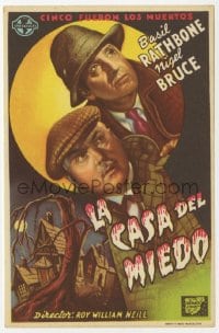 9m231 HOUSE OF FEAR Spanish herald 1946 Basil Rathbone as Sherlock Holmes, Nigel Bruce as Watson!