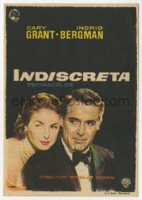 9m243 INDISCREET Spanish herald 1958 great Mac art of Cary Grant & Ingrid Bergman, Stanley Donen