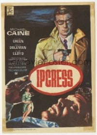 9m246 IPCRESS FILE Spanish herald 1965 different Jano art of Michael Caine pulling gun from coat!