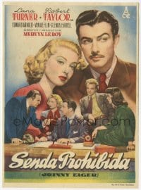 9m252 JOHNNY EAGER Spanish herald 1949 different image of sexy Lana Turner & Robert Taylor!