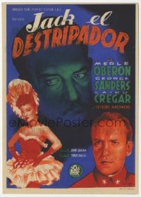 9m286 LODGER Spanish herald 1945 Laird Cregar as Jack the Ripper, Sanders, Oberon, Soligo art!