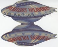 9m288 LOS PLATILLOS VOLADORES die-cut Spanish herald 1956 Mexican sci-fi, Resortes, cool UFO design!