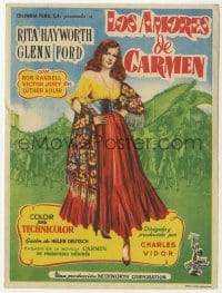 9m293 LOVES OF CARMEN Spanish herald 1953 different art of beautiful gypsy girl Rita Hayworth!