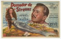 9m317 MR. PEABODY & THE MERMAID Spanish herald 1949 art of William Powell & mermaid Ann Blyth!