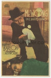 9m321 MR. WONG IN CHINATOWN vertical Spanish herald 1940 detective Boris Karloff over dead body!