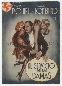 9m327 MY MAN GODFREY 4pg Spanish herald 1940 art of William Powell carrying sexy Carole Lombard!