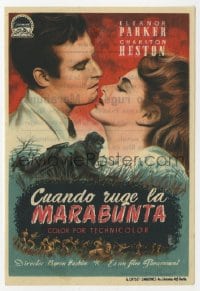 9m333 NAKED JUNGLE Spanish herald 1955 Alejandro art of Charlton Heston & Eleanor Parker, George Pal