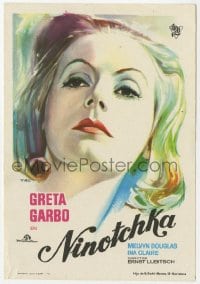 9m341 NINOTCHKA Spanish herald R1960s Mac Gomez art of Greta Garbo, directed by Ernst Lubitsch!