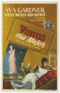 9m357 ONE TOUCH OF VENUS Spanish herald 1953 different image of sexy Ava Gardner & statue!