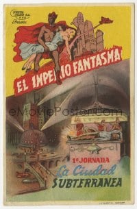 9m363 PHANTOM EMPIRE part 1 Spanish herald 1947 Gene Autry, cool different sci-fi serial artwork!