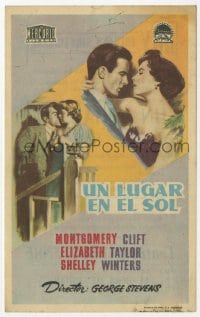 9m369 PLACE IN THE SUN Spanish herald 1952 different art of Montgomery Clift, Liz Taylor & Winters!
