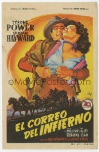 9m378 RAWHIDE Spanish herald 1952 different Soligo art of Tyrone Power & sexy Susan Hayward!