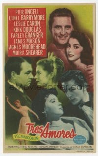 9m436 STORY OF THREE LOVES Spanish herald 1954 Kirk Douglas, Pier Angeli, Caron, Granger, Mason