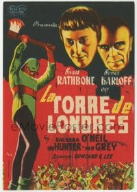 9m490 TOWER OF LONDON Spanish herald 1944 Boris Karloff, Basil Rathbone, MCP executioner art!