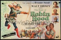 9m035 STORY OF ROBIN HOOD English trade ad 1952 Richard Todd with bow & arrow, Joan Rice, Disney