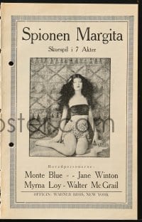 9m811 ACROSS THE PACIFIC Danish program 1926 sexy tropical cabaret dancer/spy Myrna Loy, different!